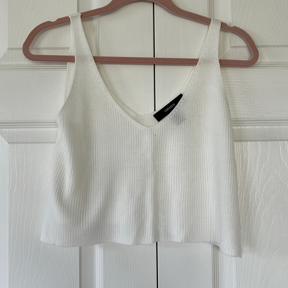 Forever 21 white knit sweater cropped tank size small